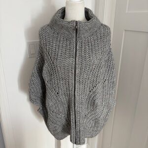 Anthropologie Elsamanda Alpaca Blend Chunky Knit Zip Cardigan Italy One Size*P31